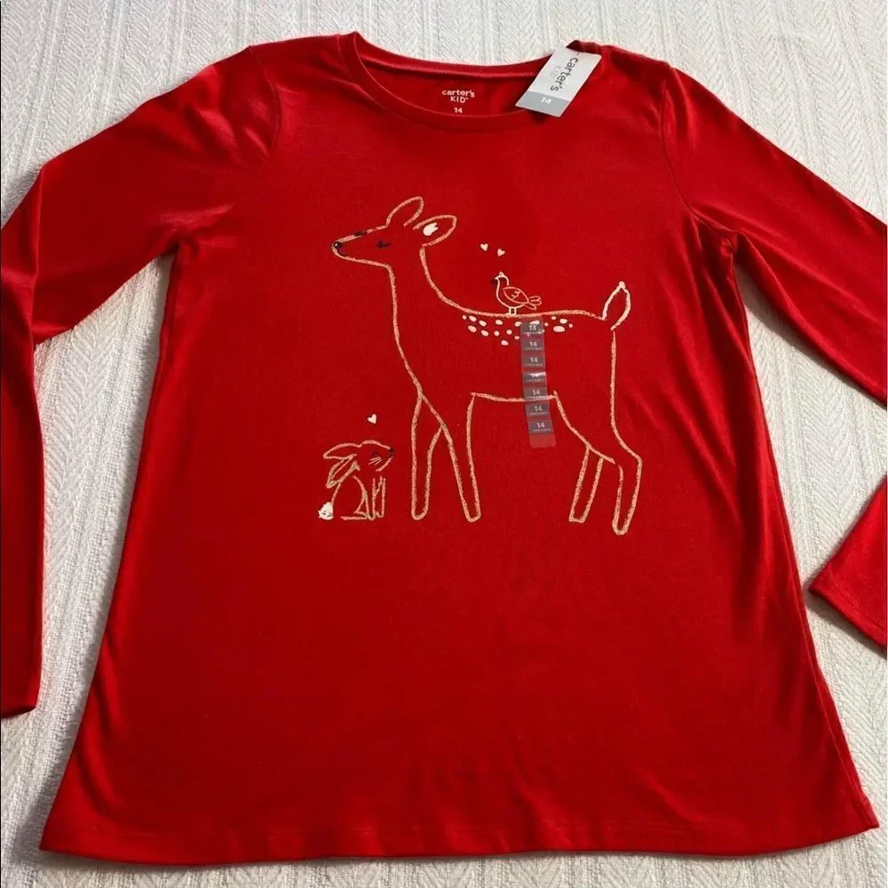 CARTER’S KID Girls Size 14 Red Christmas Top
